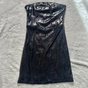 BCBGeneration Black Sequin Strapless Dress